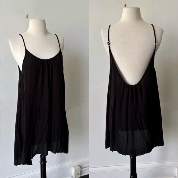 Black Backless Beach Cover Up Mini Dress Size Small - Picture 1 of 6